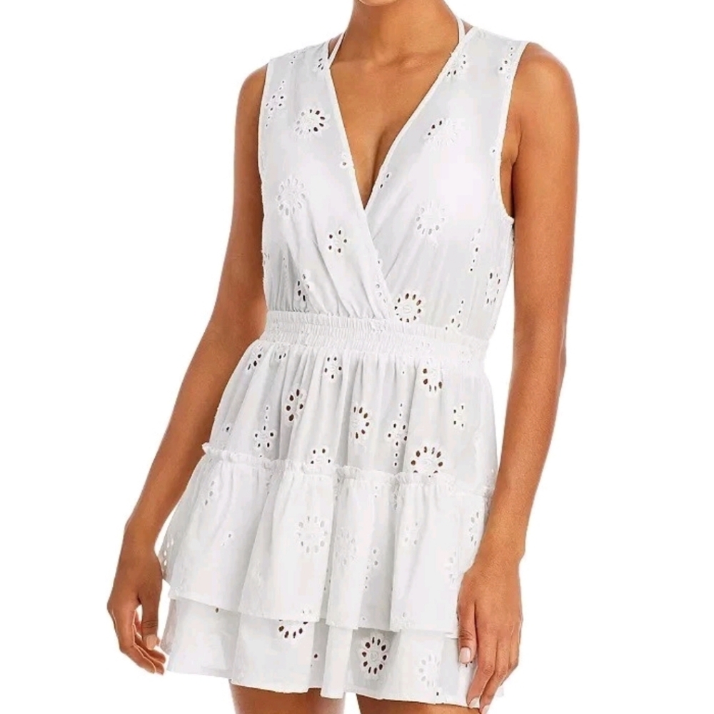 Aqua‎ Swim Eyelet Tiered Cover-Up Dress size Medium